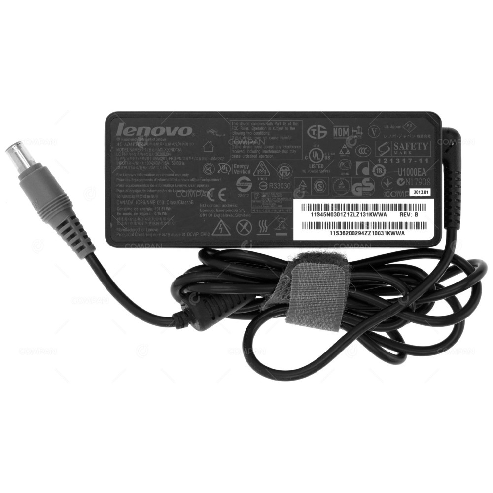 45N0302 LENOVO 45N0302 AC ADAPTER 90W 20V 4.5A FOR LAPTOPS THINKPAD SERIES 45N0301, ADLX90NDT3A, 36200294